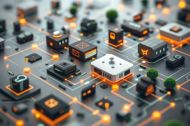 Photo futuristic background with microchips and circuit board modern digital technology 3d rendering