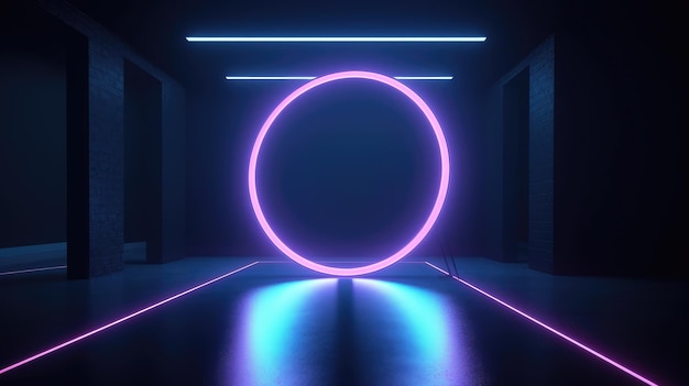 Futuristic background with neon shapes and lights