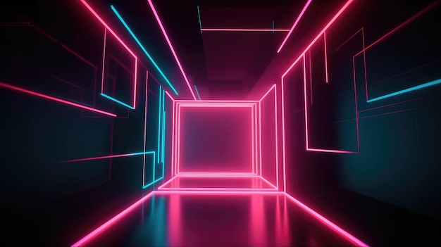 Futuristic background with neon shapes and lights