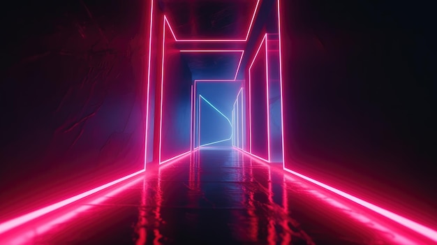 Futuristic background with neon shapes and lights