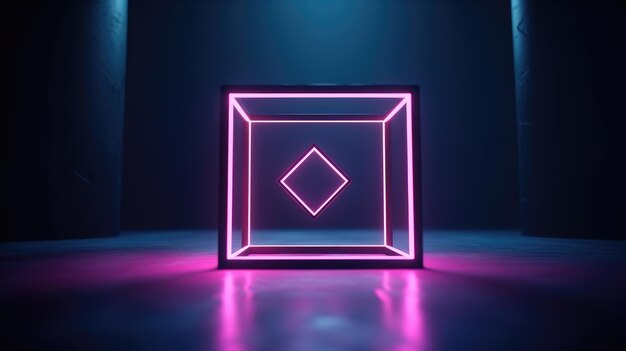 Futuristic background with neon shapes and lights