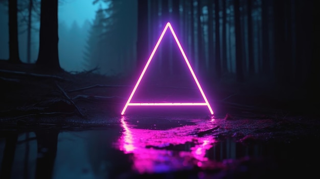 Futuristic background with neon shapes and lights