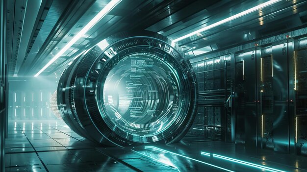 Photo a futuristic bank vault with digital security measures ai generated illustration