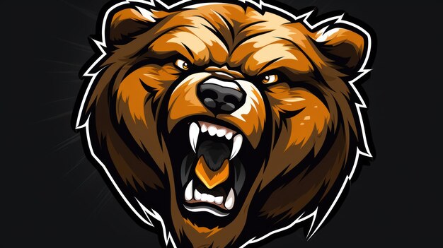 Futuristic bear head mascot logo background AI generated image