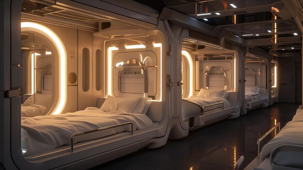 futuristic Bed space capsule hotel