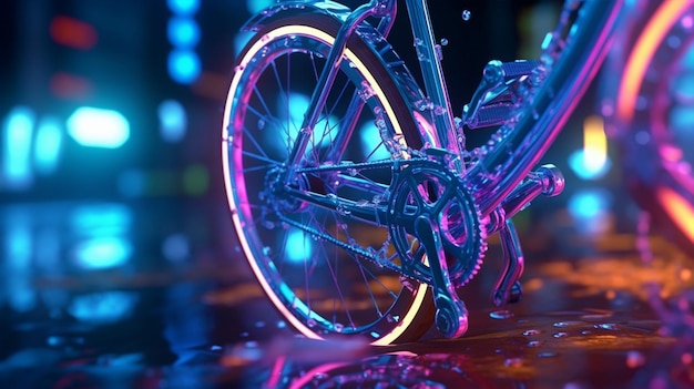 Futuristic bicycle with neon lights generative ai