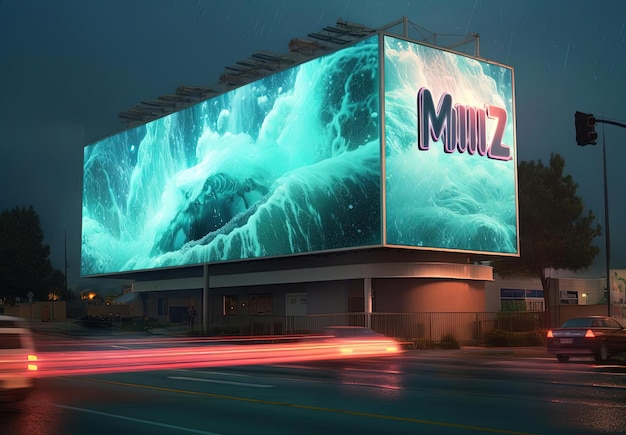 futuristic billboard mock up in the style of miniature core