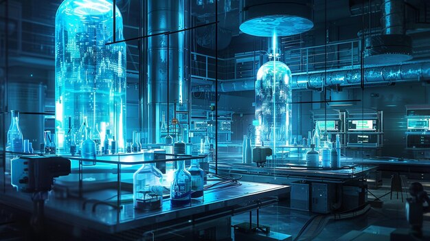 Photo futuristic bioengineering in a laboratory setting