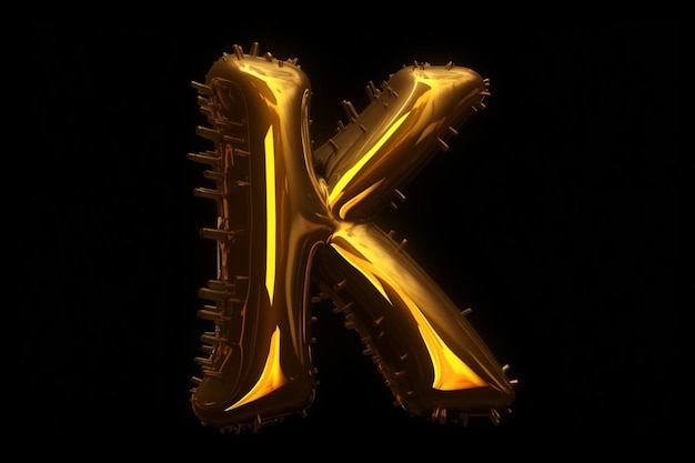 黒い背景に未来的なバイオハザードの黄色のロゴ文字 K、ロゴはスピーディーなスタイルです