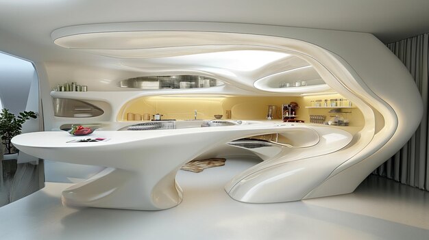 futuristic biomorphic kitchen designs interior