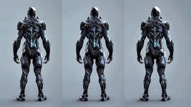 Photo futuristic black armor the armor is made of a sleek black material and has a futuristic design