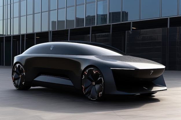Futuristic black car of the future Electric car Technologies of the future