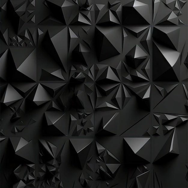 Futuristic Black Polygonal Surface with Triangular Pyramids