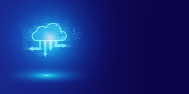 Photo futuristic blue cloud and security abstract technology background