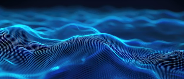 Futuristic Blue Digital Network Waves Abstract Background