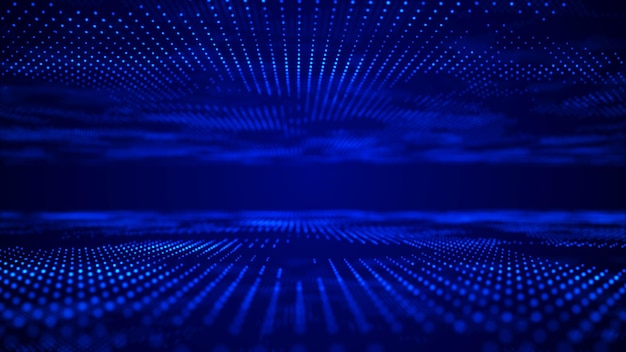 Futuristic blue dots background Science background Big data visualization 3d rendering