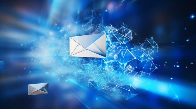 Futuristic blue express envelope and parcel abstract