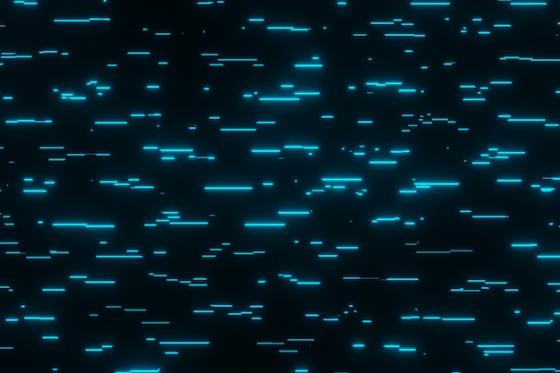 미래의 파란색 빛나는 네온 라인 조명 공간 배경 3D 렌더링