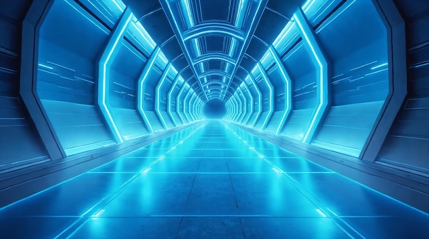Futuristic Blue Lit Tunnel