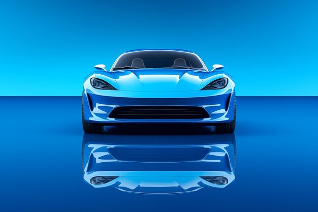 The futuristic a blue sports car on a blue background