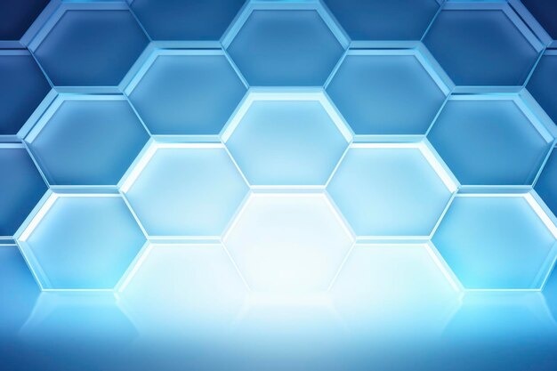 Futuristic blue stage background with geometric pattern and backlighting