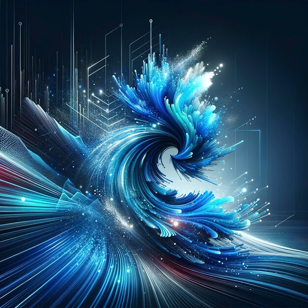 Futuristic blue wave design exploding with creativity