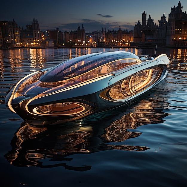 futuristic boat sea