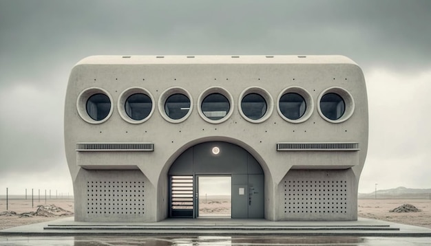 Futuristic building in the middle of nowhere Generative AI