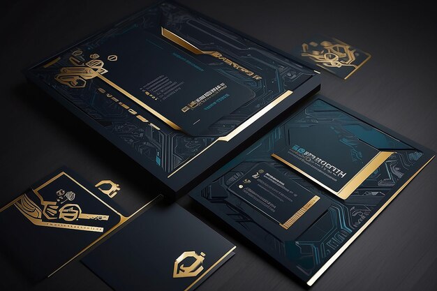 Photo futuristic business card techinspired elements