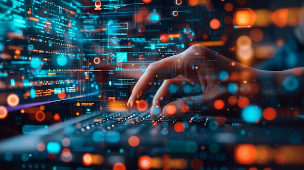 futuristic business digital financial data technology concept for future big data analytic and busin