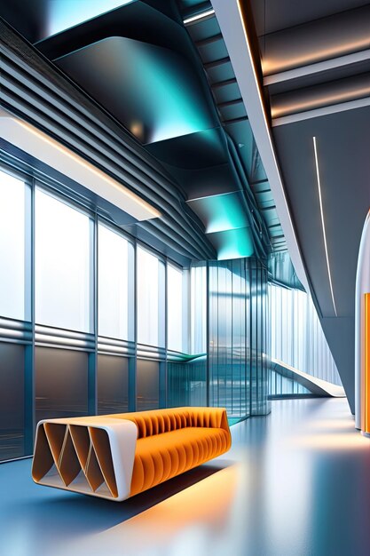 Futuristic business space interior