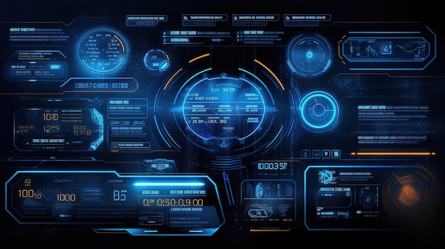 Futuristic Callouts titles in HUD style HudGUI for game background design Technology background Digital data Generative AI