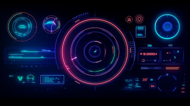 Futuristic Callouts titles in HUD style HudGUI for game background design Technology background Digital data Generative AI