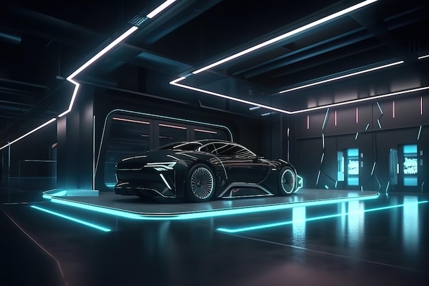 Futuristic car concept design by generative ai