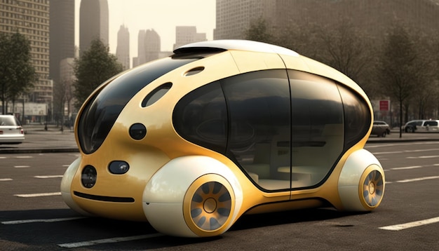 都市景観に未来の車が表示されます。