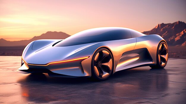 Futuristic Car Model Digital Art Concept Art 3D Render Generative AI