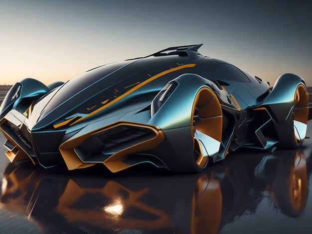 Futuristic Car Model Digital Art Concept Art 3D Render