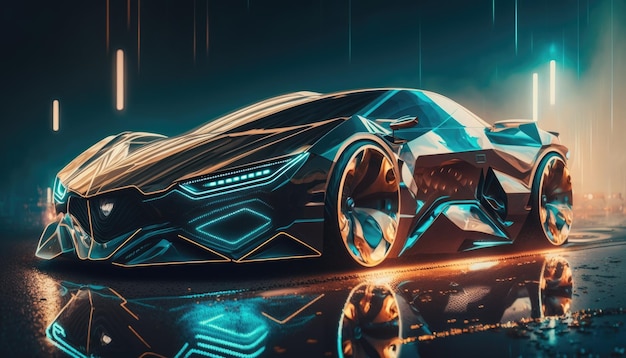 A futuristic car with a futuristic design and the word lamborghini on the front.