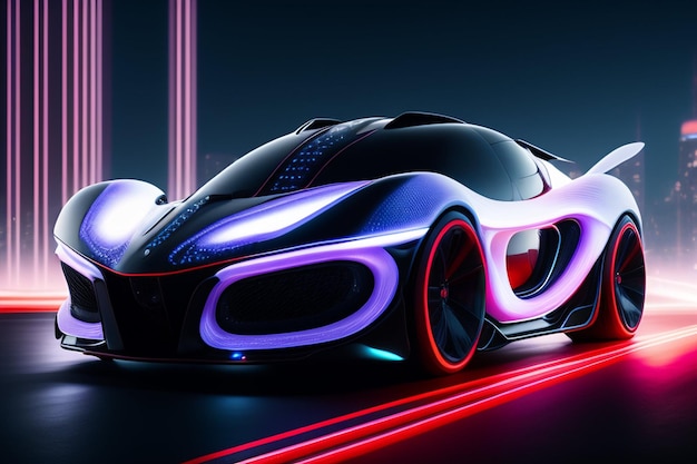 Futuristic car with lights modern car and stylish new car photo