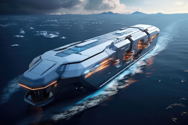 Photo futuristic cargo ship of the future