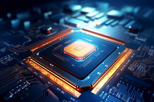 Futuristic central processor unit powerful quantum cpu motherboard