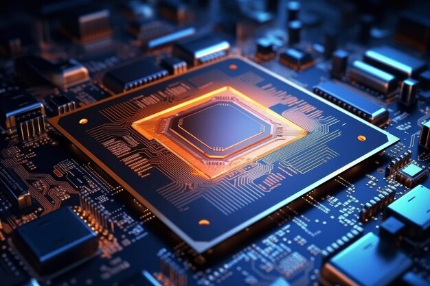 Futuristic central processor unit Powerful Quantum CPU motherboard