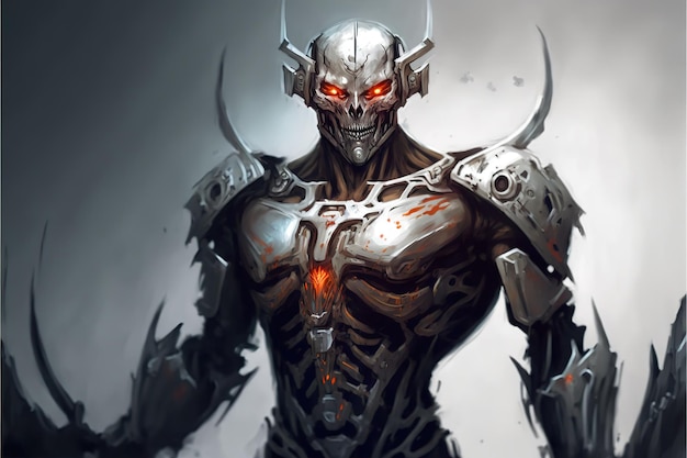 Futuristic character robotic demon illustration