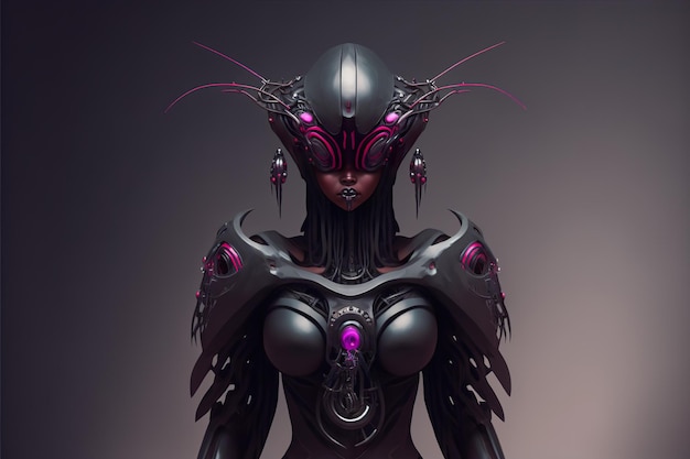 Futuristic character robotic demon illustration