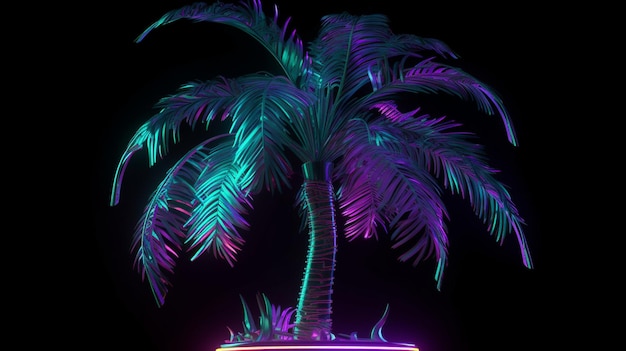 Photo futuristic charm creative neon palm tree in isolation