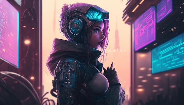 cyberpunk girl Live Wallpaper - free download