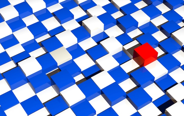 Futuristic Checkers Platform Background. 3D rendering