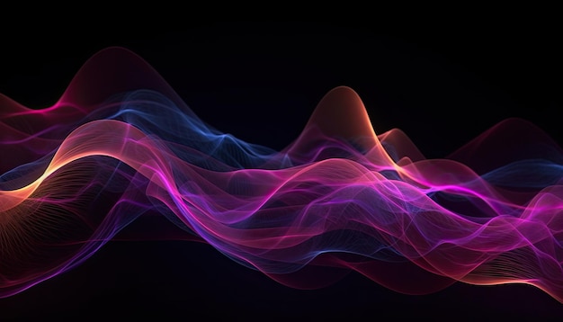 웹 디자인 Generative AI에 완벽한 Dark Violet 및 Pink의 미래형 Chromatic Waves