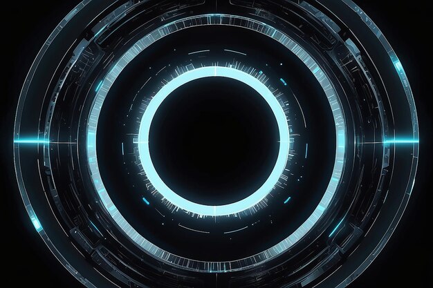 Futuristic circle portal glowing black background