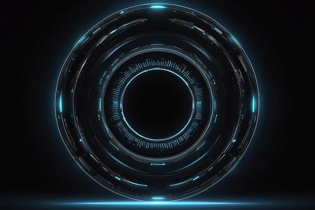 Futuristic circle portal glowing black background